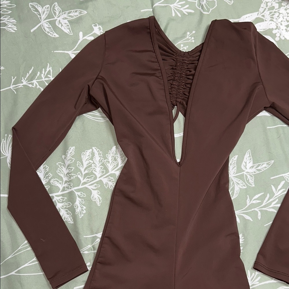 Brown Long Sleeve Bodysuit